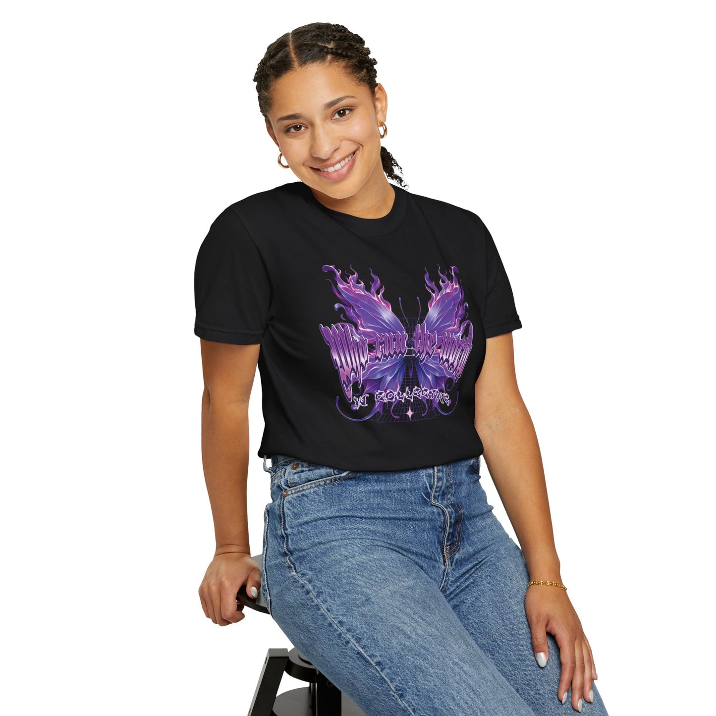 WHO RUNS THE WORLD – Butterfly Flame Streetwear Graphic Tee