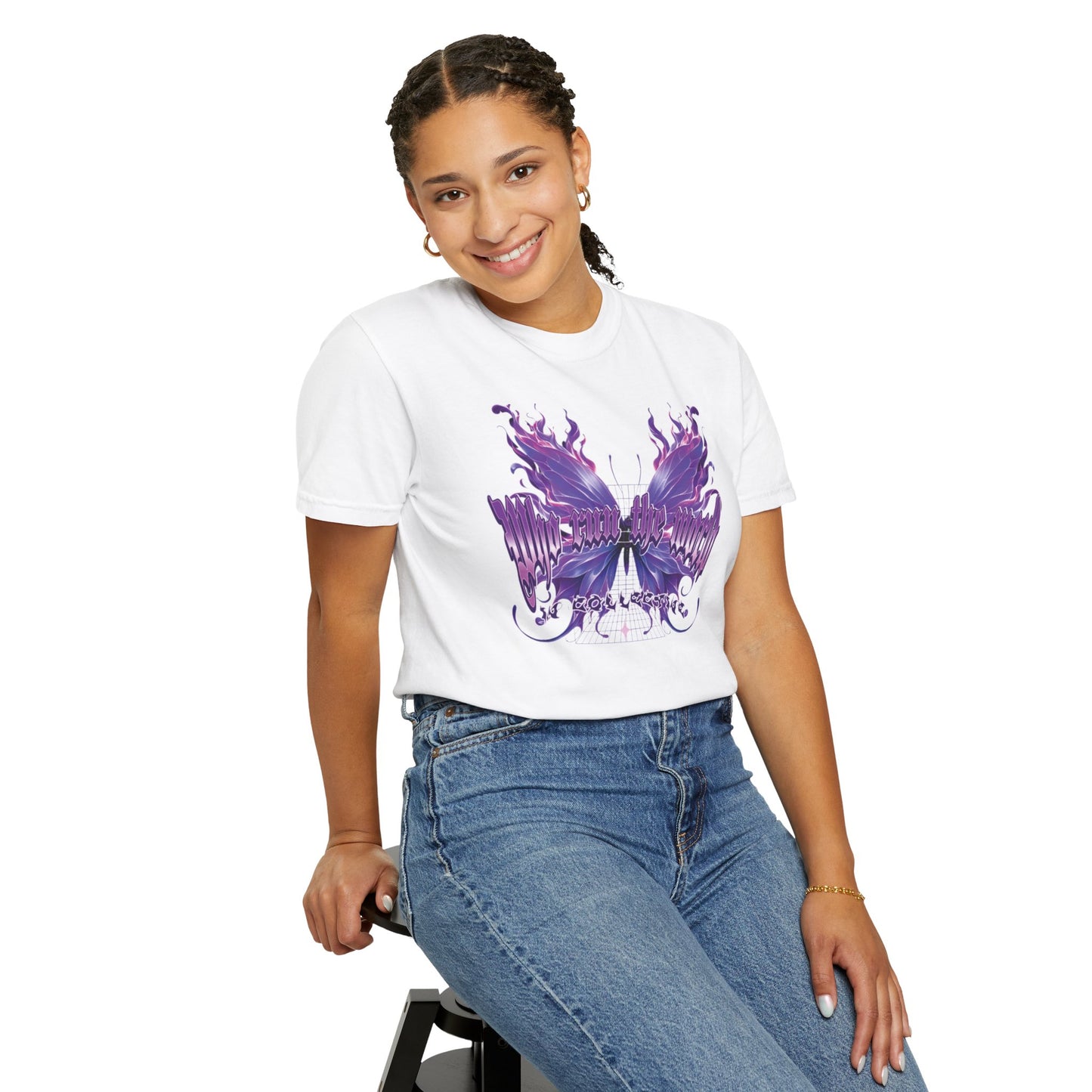 WHO RUNS THE WORLD – Butterfly Flame Streetwear Graphic Tee
