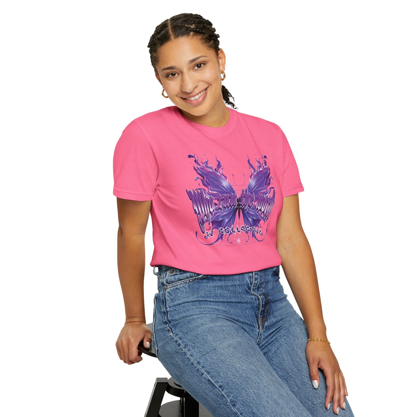WHO RUNS THE WORLD – Butterfly Flame Streetwear Graphic Tee