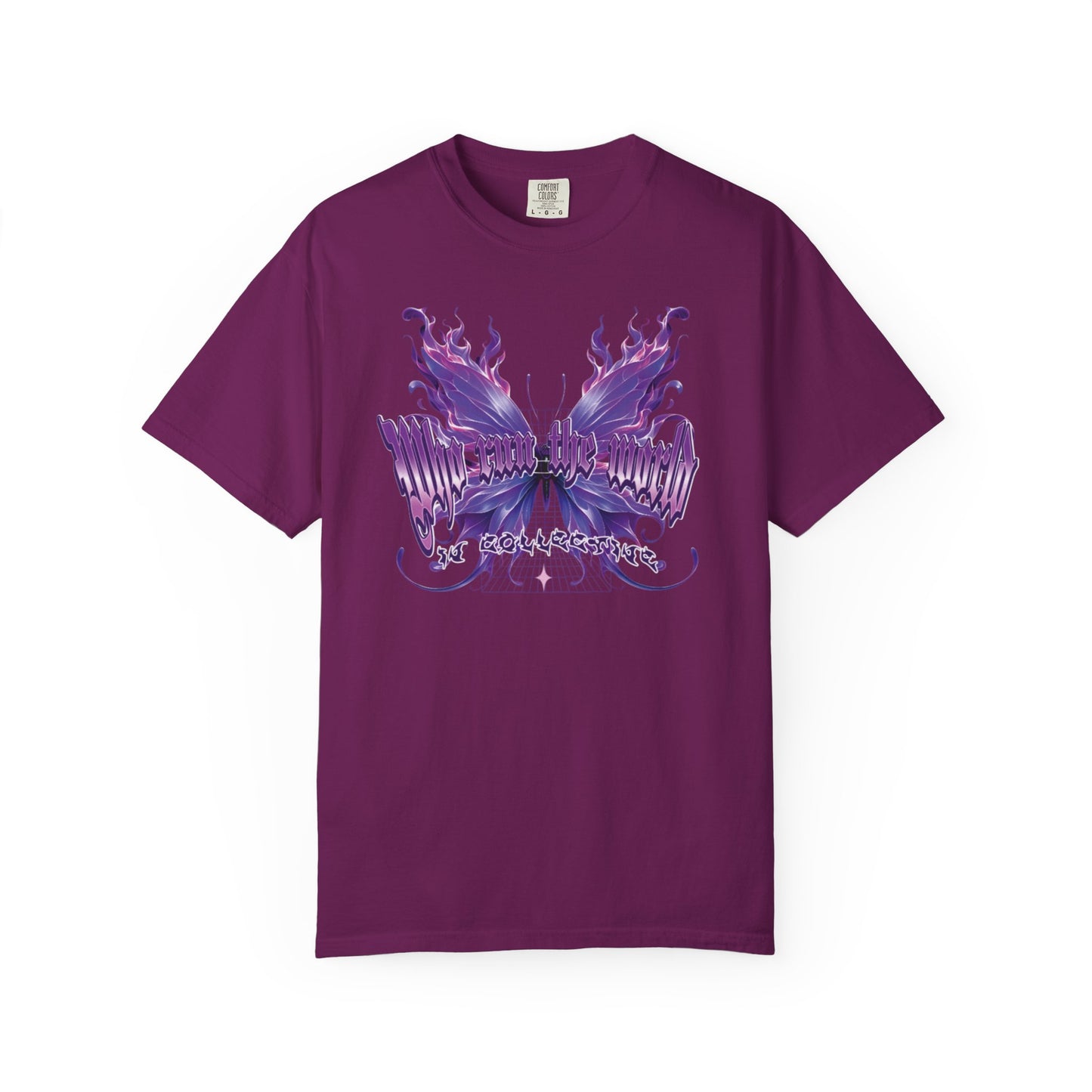 WHO RUNS THE WORLD – Butterfly Flame Streetwear Graphic Tee
