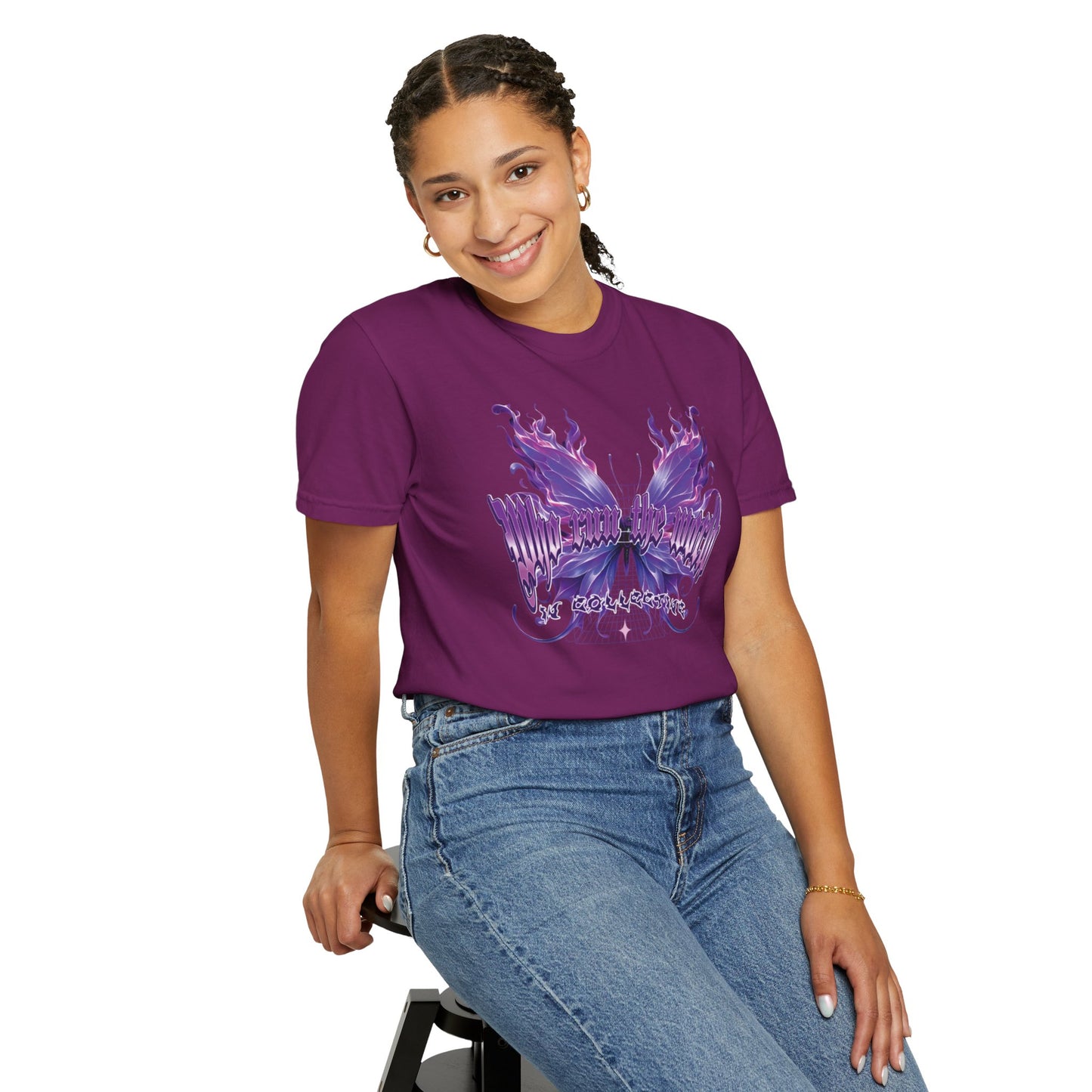 WHO RUNS THE WORLD – Butterfly Flame Streetwear Graphic Tee