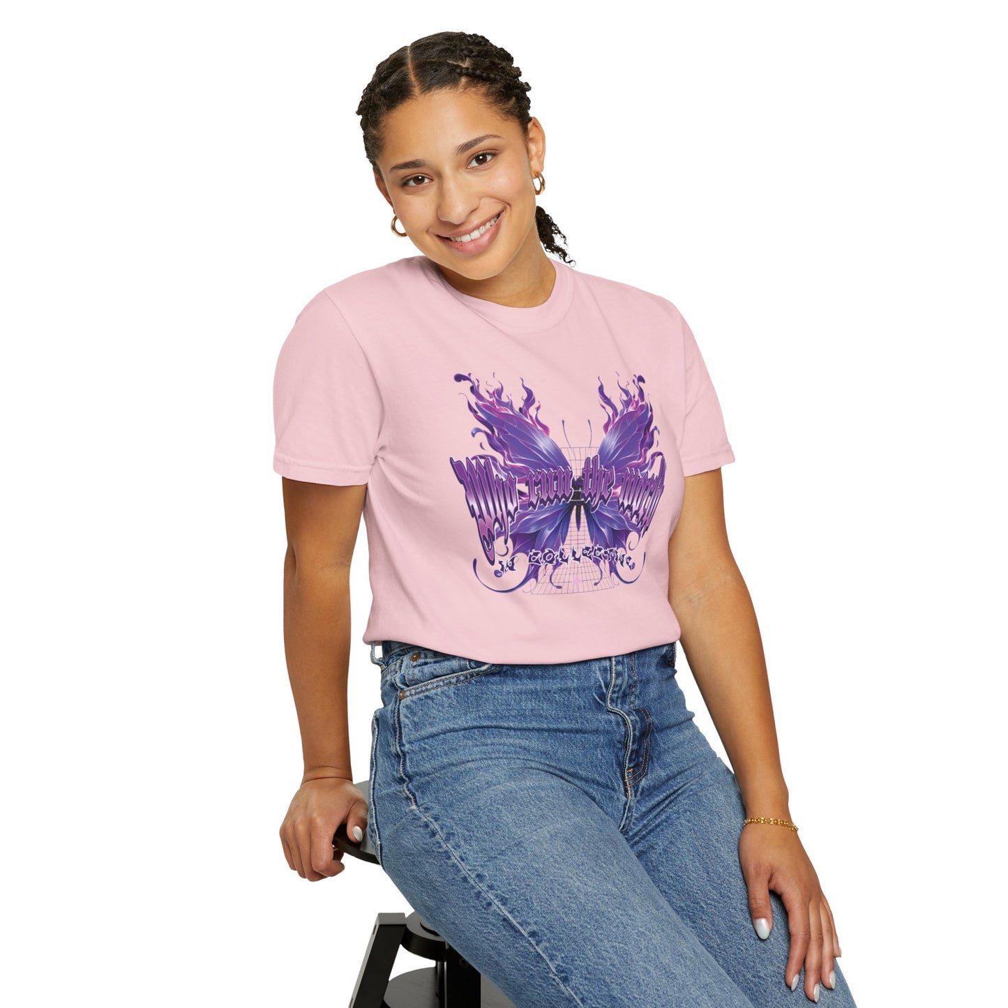 WHO RUNS THE WORLD – Butterfly Flame Streetwear Graphic Tee