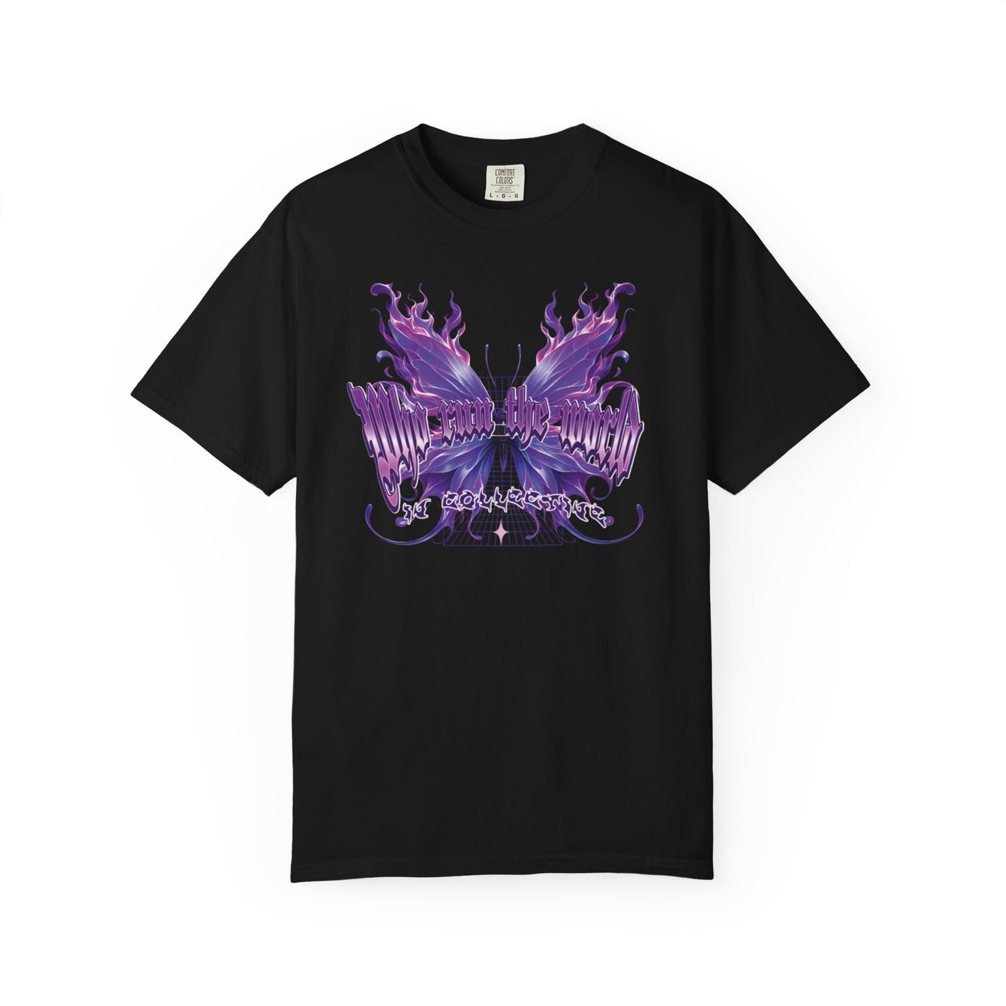 WHO RUNS THE WORLD – Butterfly Flame Streetwear Graphic Tee